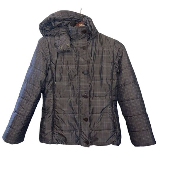 RFT Rainforest Jacket Women‎ S Green Puffer Plaid Hooded Outdoor Phone Pocket - Picture 1 of 10